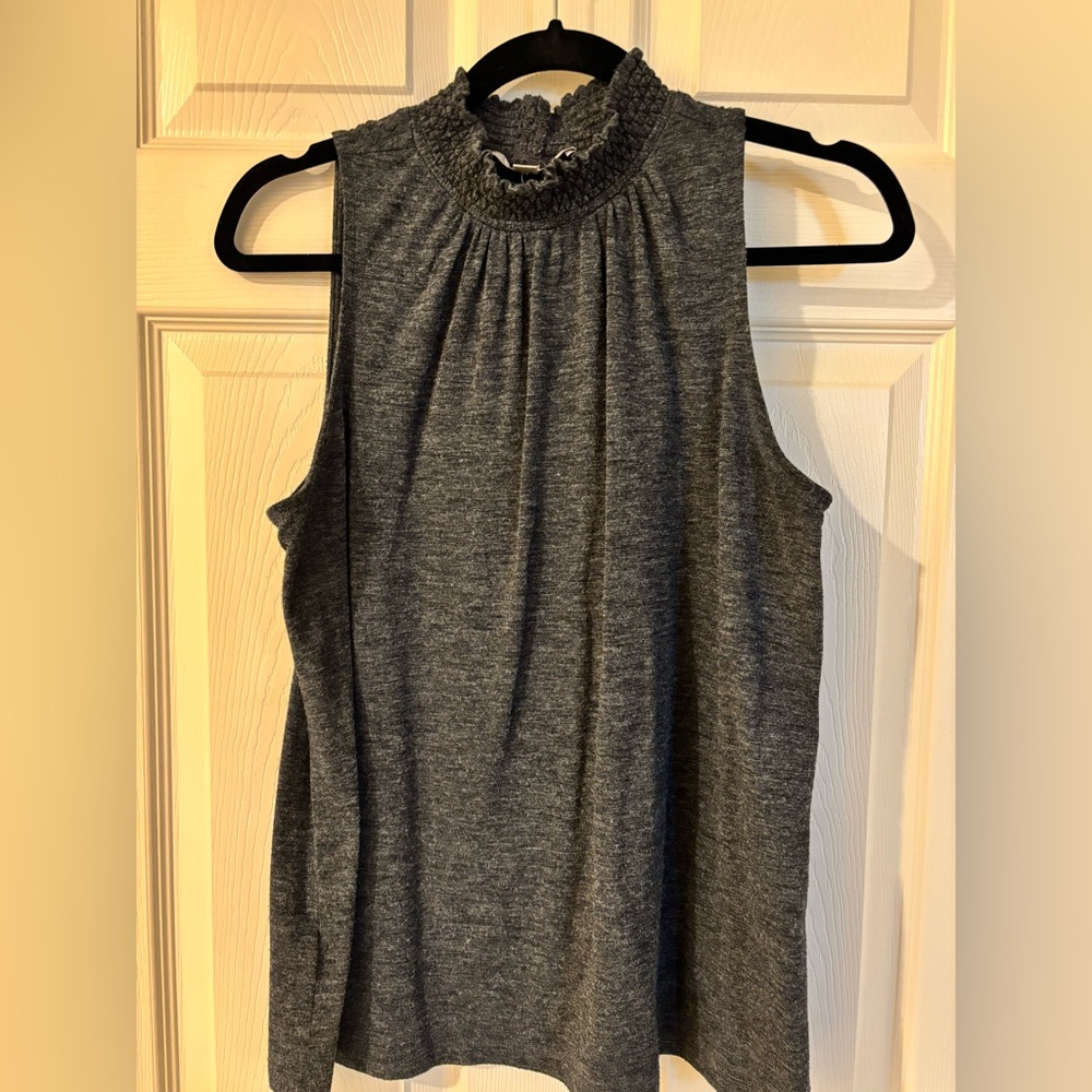 LOFT Steel Grey Textured Knit Top Small